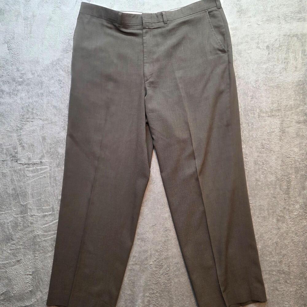 Savile Row Dress Pants Mens 42x30 Gray Wrinkle Resistant Flat Front Classic